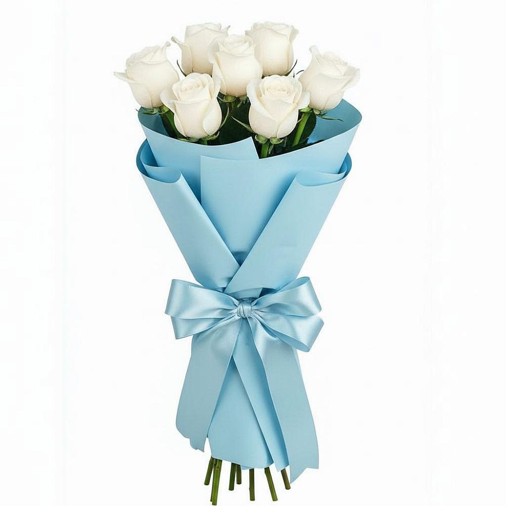 Букет 7 белых роз Проуд в Новодеревянковской