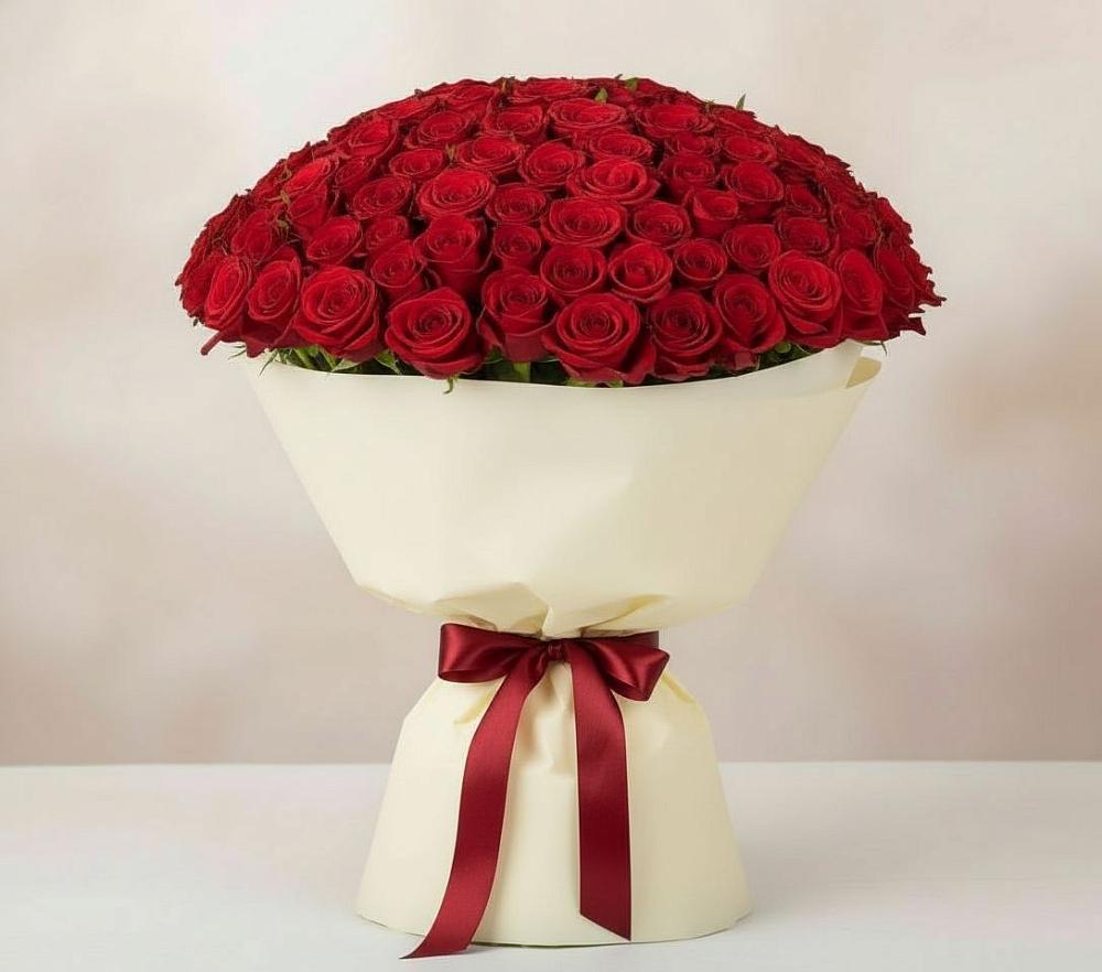 Букет 101 Красная роза Милано в Новодеревянковской