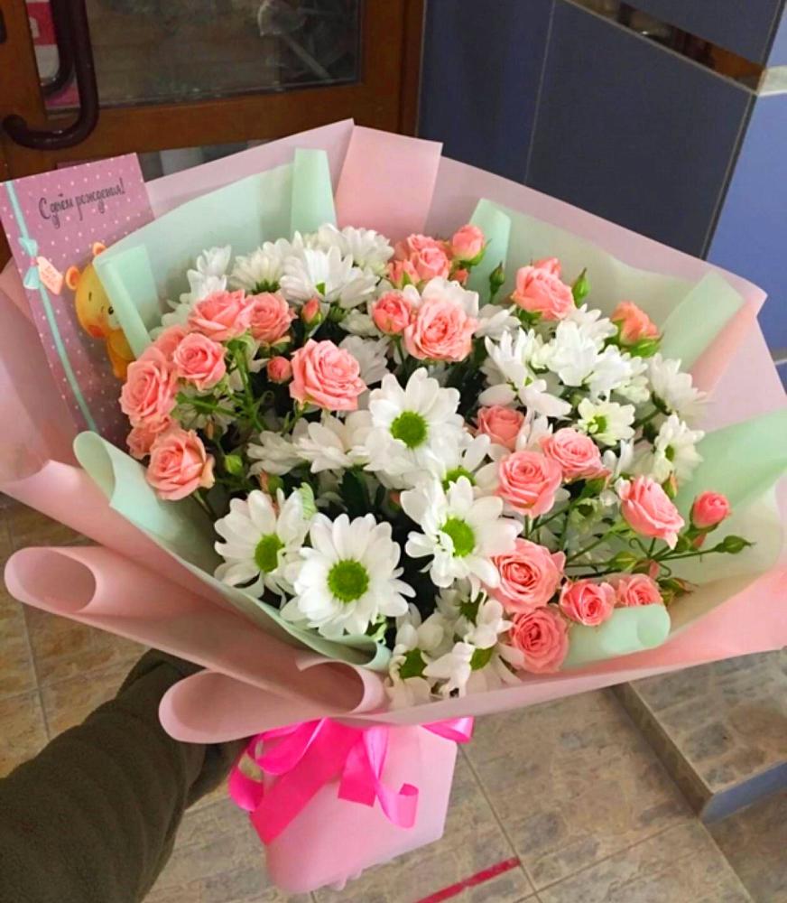 Букет цветов из: Розы и Хризантемы в Новодеревянковской