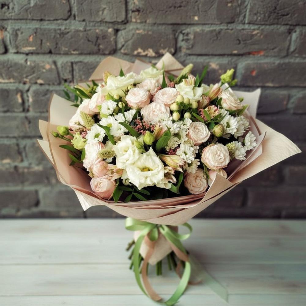 Букет цветов из: Альстромерии, Розы и Хризантемы в Новодеревянковской
