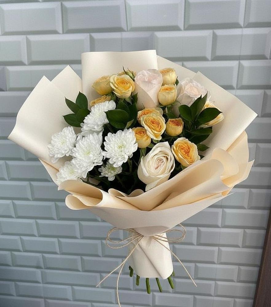 Букет цветов из: Розы и Хризантемы в Новодеревянковской