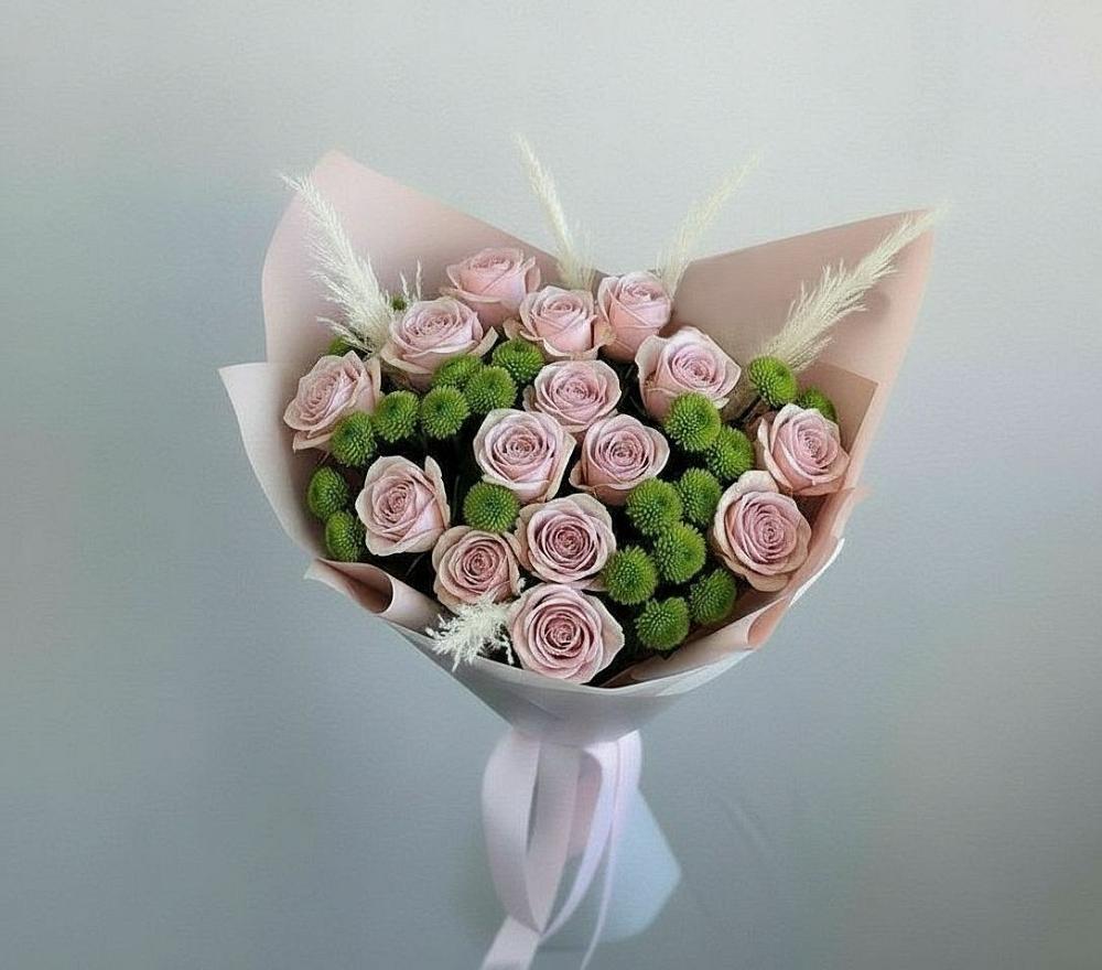 Букет цветов из: Розы и Хризантемы в Новодеревянковской