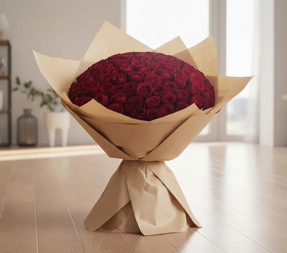 Букет 101 Красная роза в Новодеревянковской