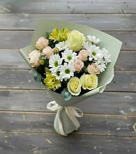 Букет цветов из:  Альстромерии, Розы и Хризантемы в Новодеревянковской