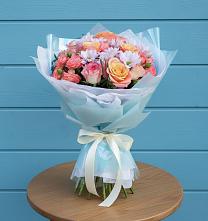 Букет цветов из:  Хризантемы и Розы в Новодеревянковской