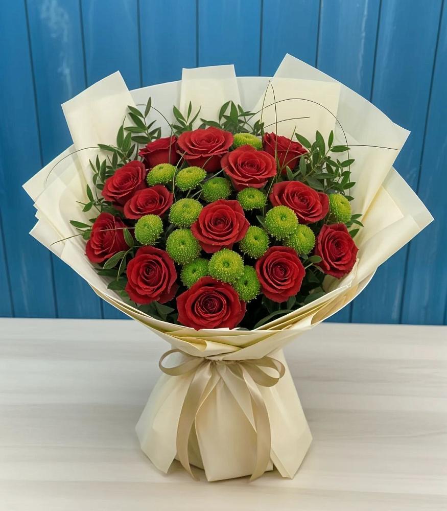 Букет цветов из: Розы и Хризантемы в Новодеревянковской